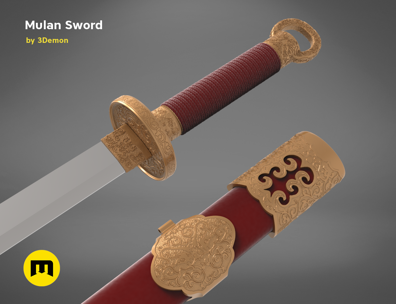 🗡️ Mulan Sword and Sheath・ 3D File for ・Cults