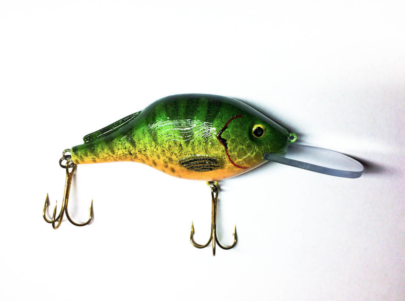 Leurre Vintage Mann's Crankbait Sans Lèvres - Photo 3D - Occasion (rayé, Hameçons Rouillés)