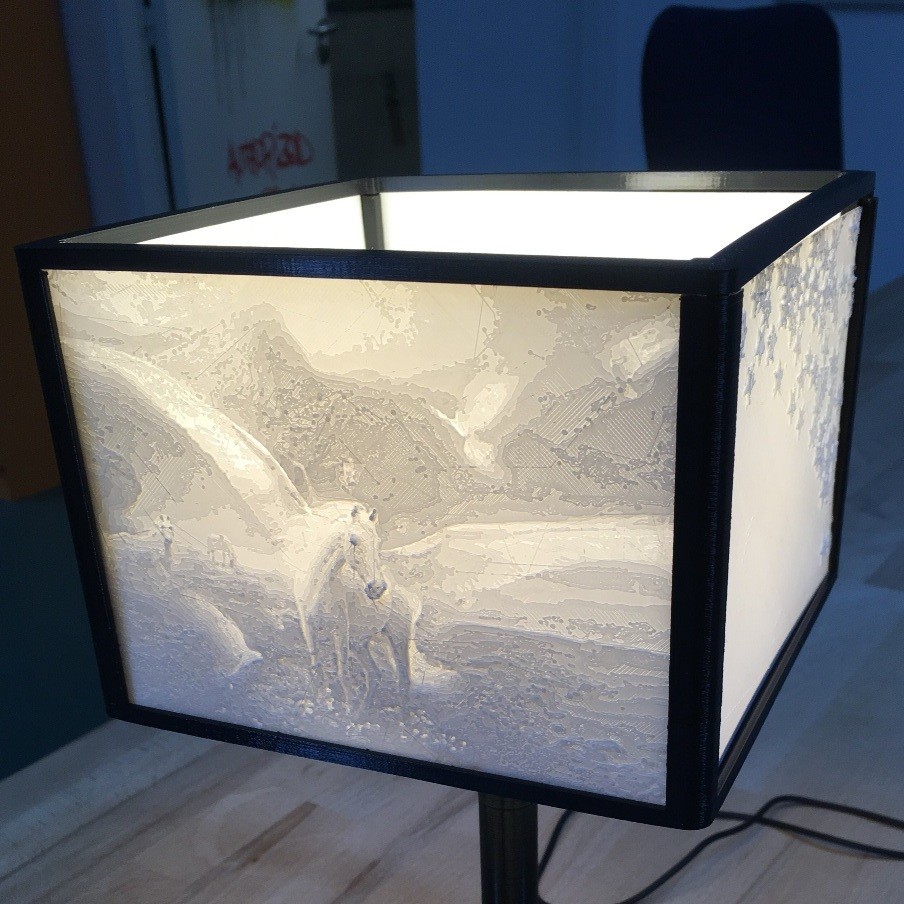 Abat jour lithophanie carré imprimé en 3D • Fabriqué avec une