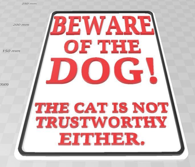 🐕 Funny Beware Of Dog Sign・ 3D File for ・Cults