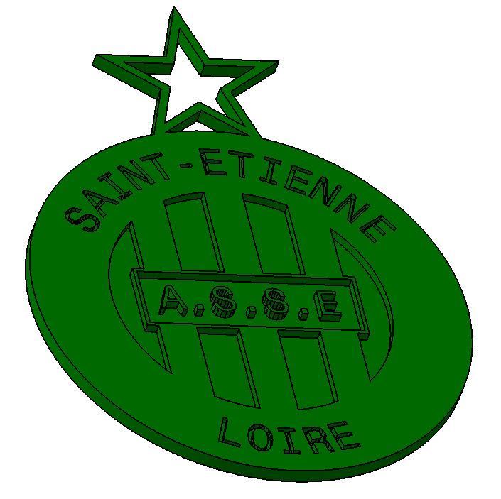 Fanion ASSE A.S. Saint-Étienne Années 80 - Ancien écusson Football
