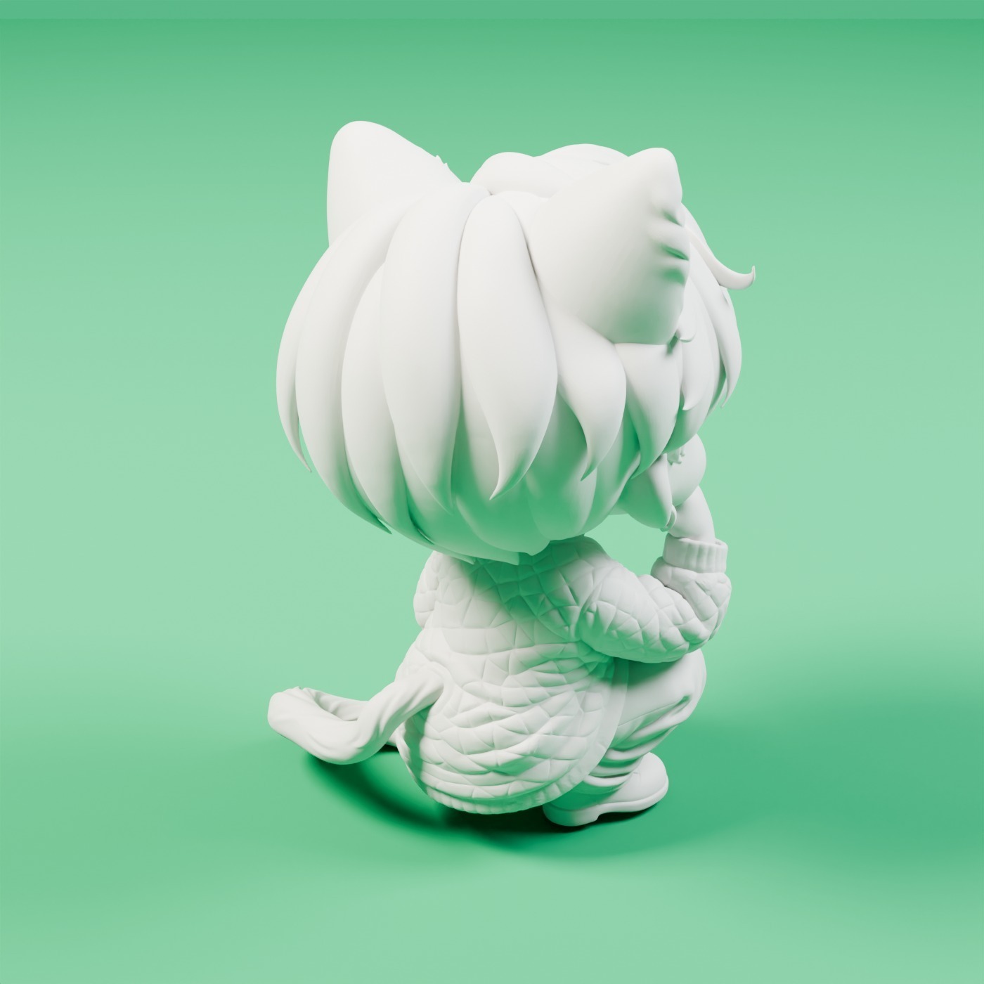 👦 Chibi Cat-Eared Boy Figure Thinking Pose — STL File | Display | Gift ...
