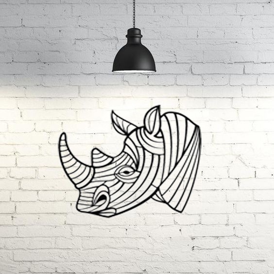 🦏 Rhino II wall sculpture 2D・Free STL File for ・Cults