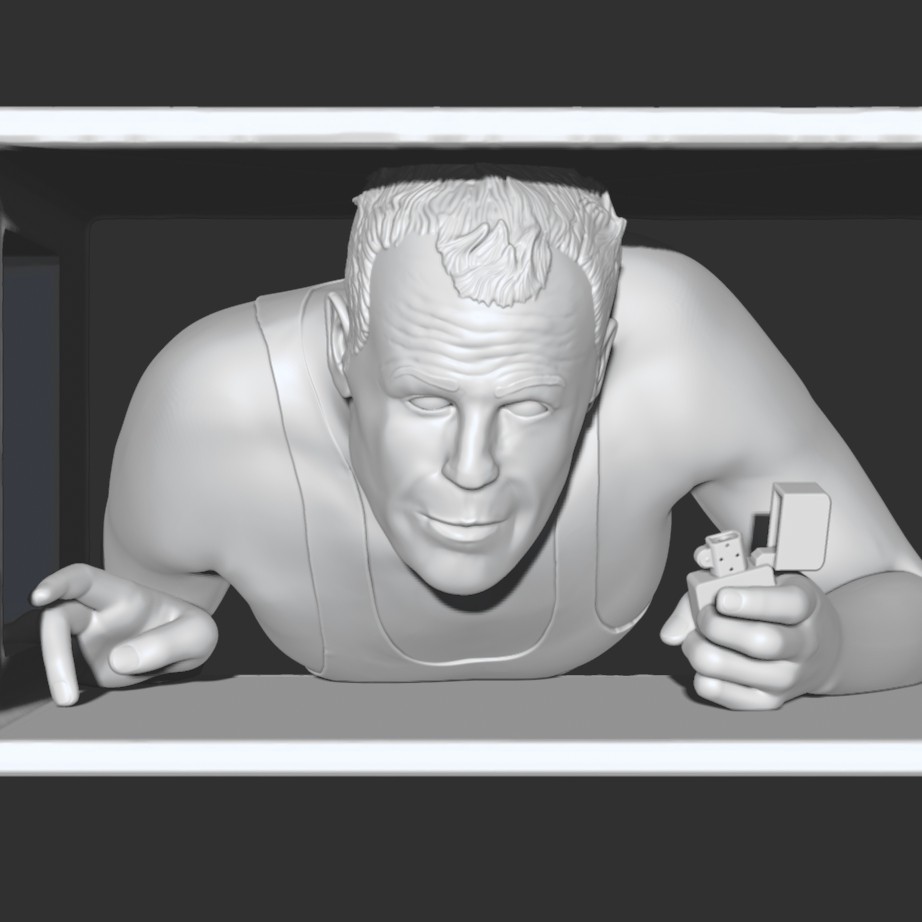 Buste John McClane impression 3D résine, taille 18cm ( non peint ) (non peint