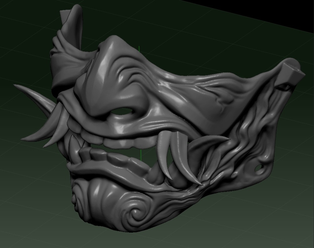 🗡️ Oni Samurai mask with big 6 fangs for cosplay・ STL