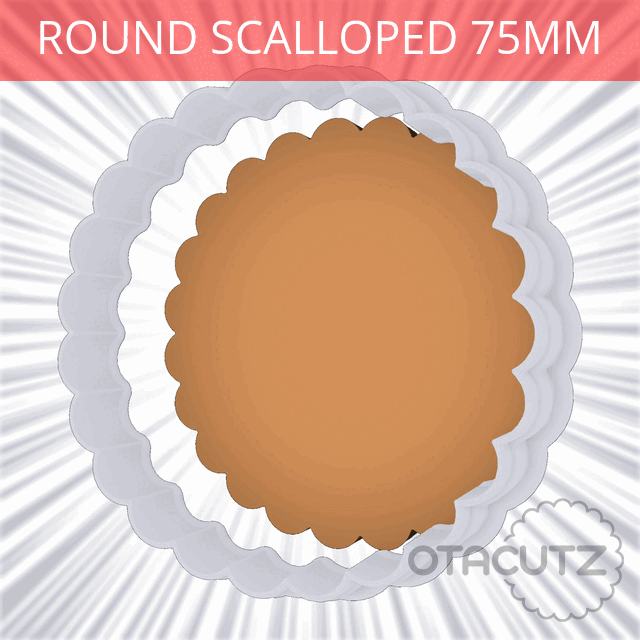STL file Round Scalloped Cookie Cutter 75mm 🍪 ・Template to download and