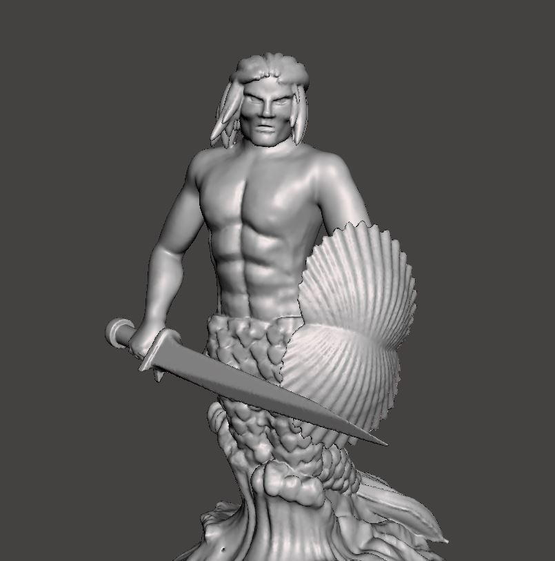 🧜‍♂️ 28mm Merman Miniature・Free STL File for ・Cults