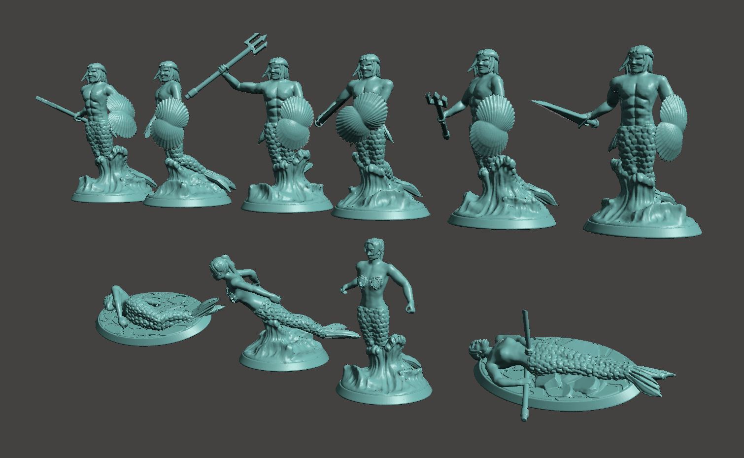 🧜‍♂️ 28mm Merman Miniature・Free STL File for ・Cults