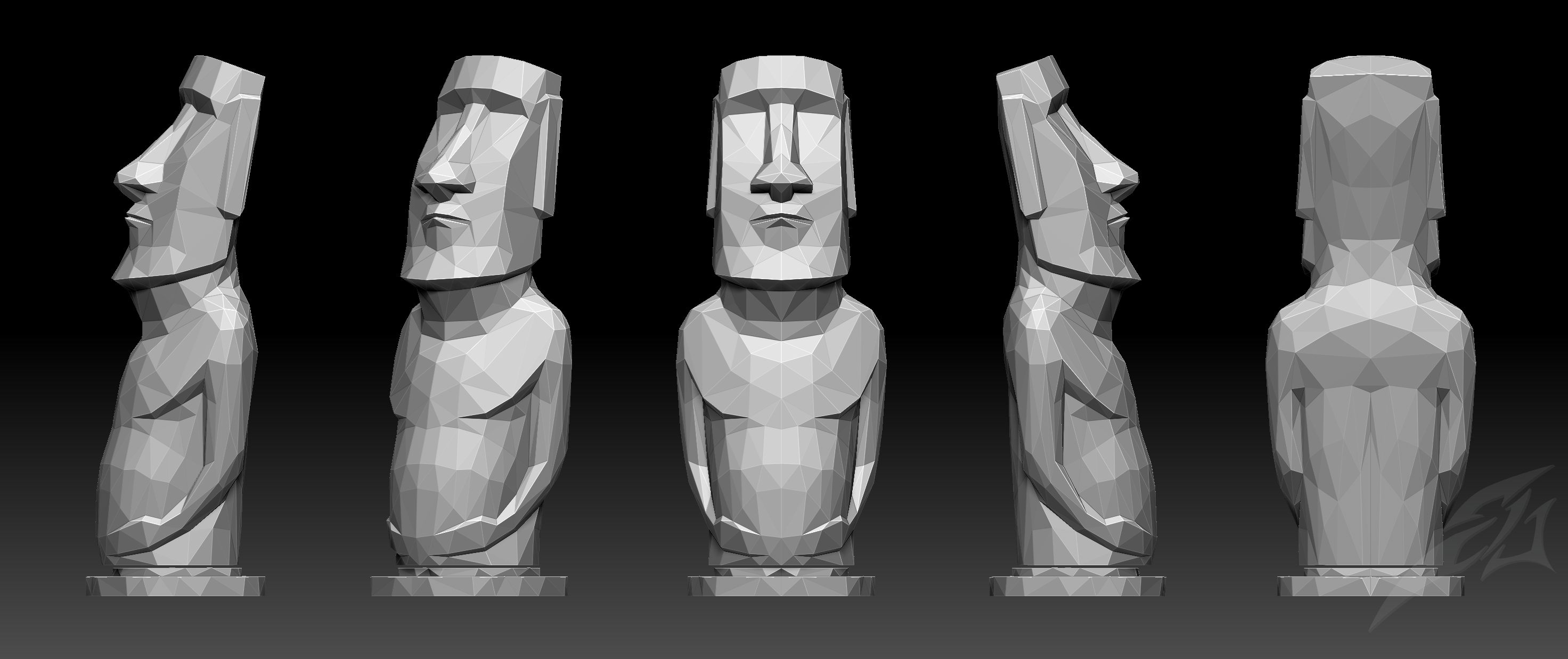 🗿 Lowpoly Moai statue - Easter Island 3D print model 3D