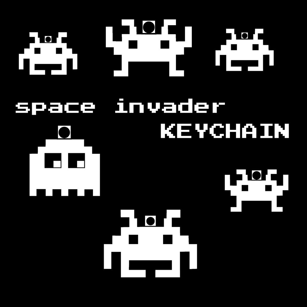 🛰 8-bit space invader keychain・Free STL File for ・Cults, image size:1024x1024