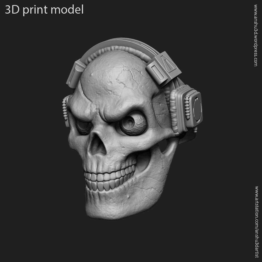 3D file Skull with headphone vol3 ring 💀 ・Model to download and 3D ...