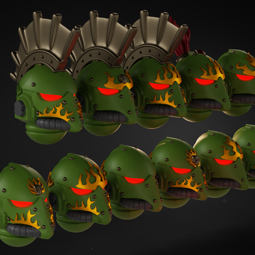 🆕 [124573] Vulcanic Lizards helmets for new Heresy・ 3D File for 3D ...