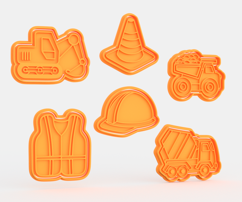 3D file Construction / building cookie cutter set of 6 🚧 ・3D printing ...