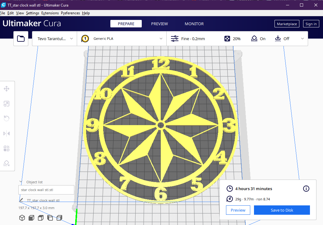 STL file star wall clock decor ⭐・3D printable design to download・Cults