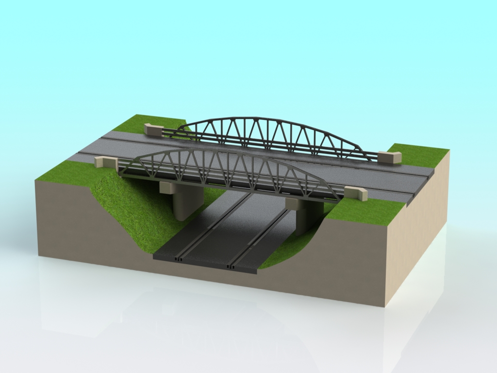 thumbnail image 2 of N Scale Truss Arch Bridge - 3D Printed For Model Railroads Or Vehicles | Two Lane 2 of 6