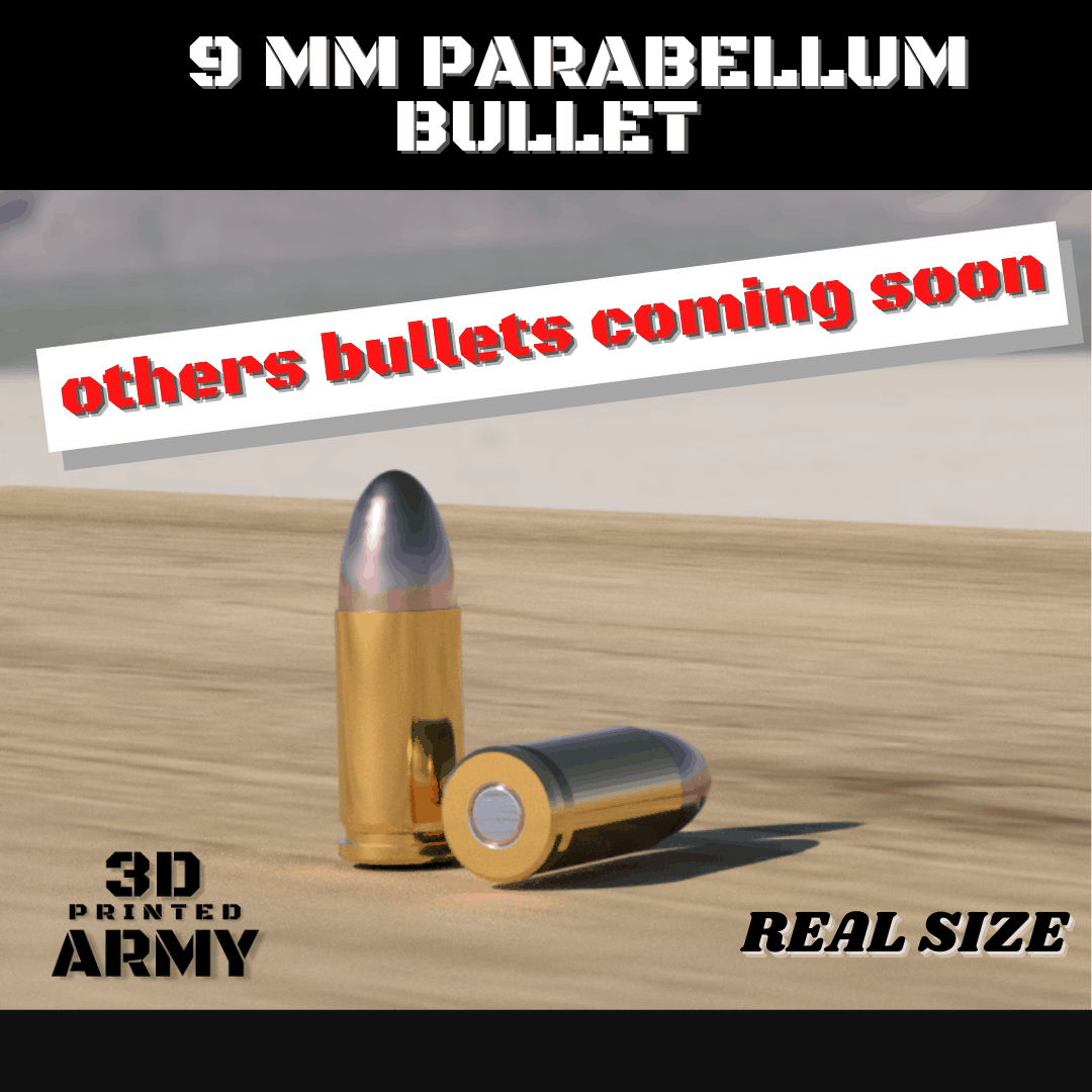 🔫 9 mm Parabellum cartridge・Free STL File for ・Cults