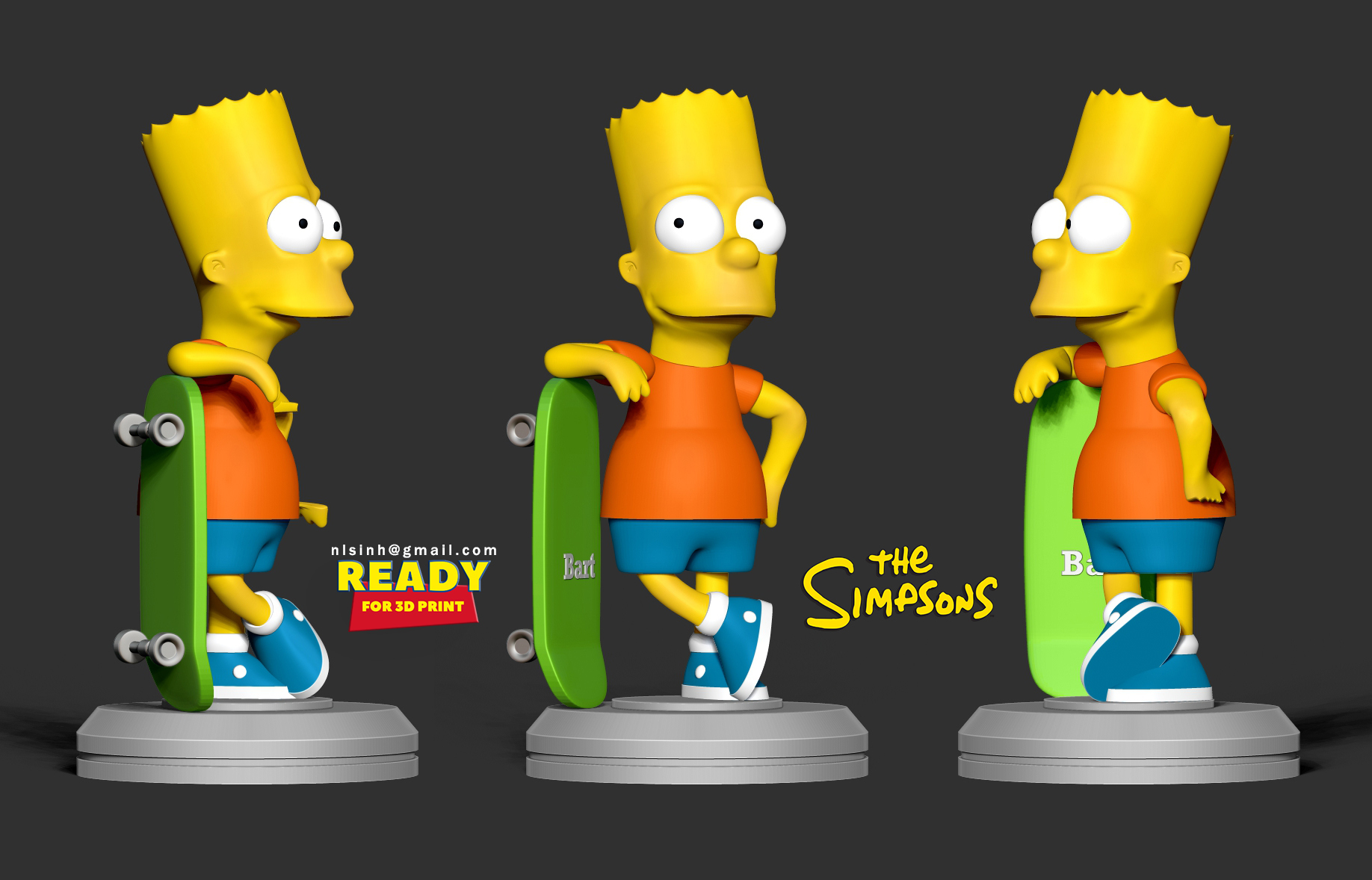 3D file Bart skateboarding 🛹 ・3D printable design to download・Cults