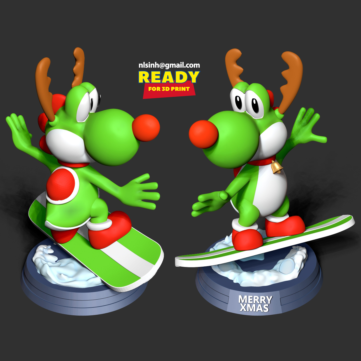🎄 Yoshi with Christmas・ 3D File for ・Cults