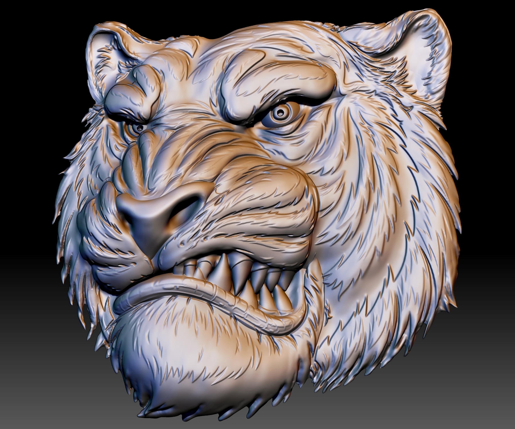 🐅 Tiger head STL file 3d model - relief for CNC router or 3D