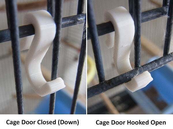 Picture of Free STL file Bird Cage Door Hooks - Hook open Bird Cage Doors for ease ...