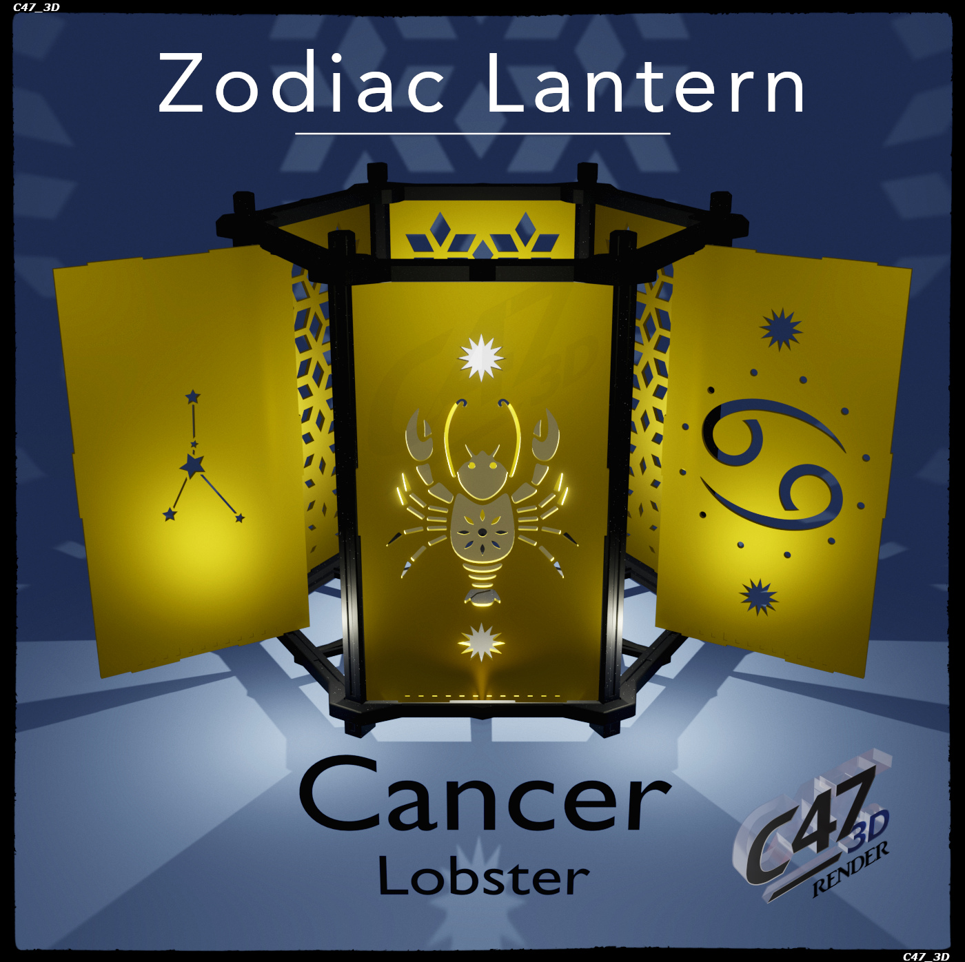 🏮 Zodiac Lantern - Cancer (Crab / Lobster)・ STL File for 3D printing・Cults, image size:1400x1396