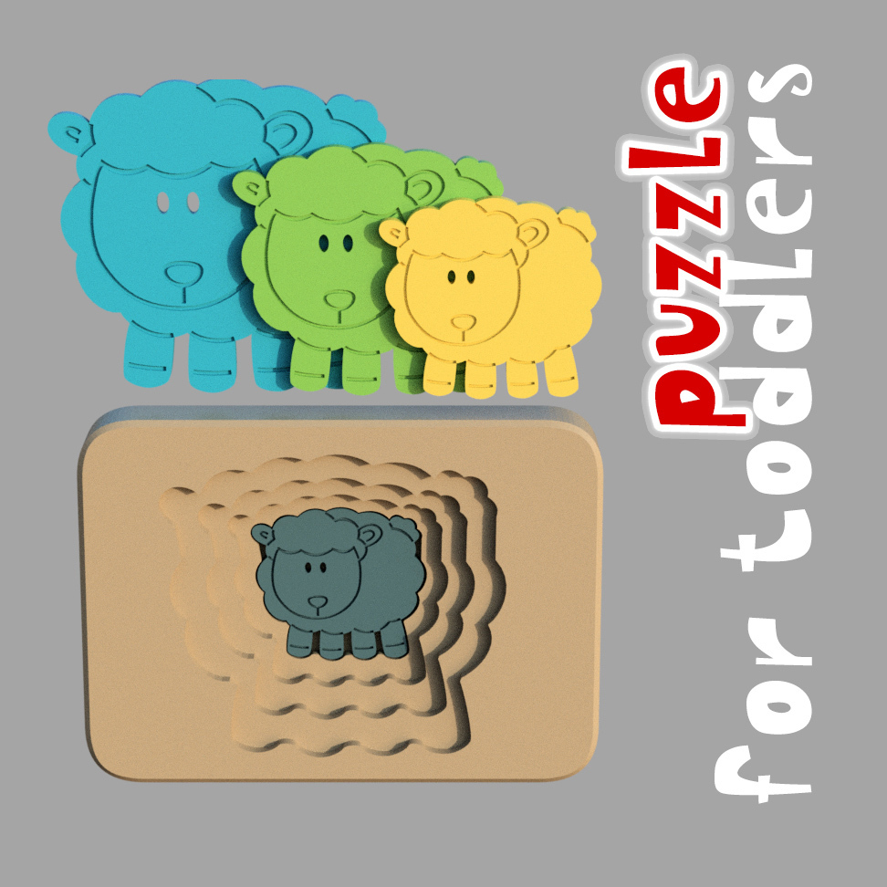 🐑 Sheep - animal multilayer puzzle for toddlers・Free STL File for ・Cults
