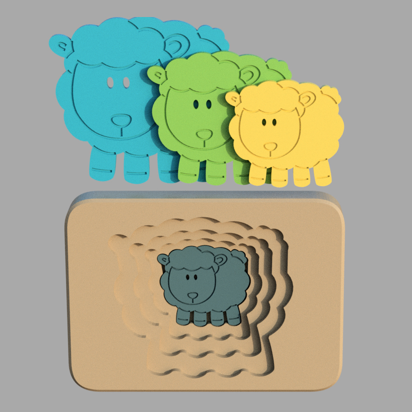 🐑 Sheep - animal multilayer puzzle for toddlers・Free STL File for ・Cults