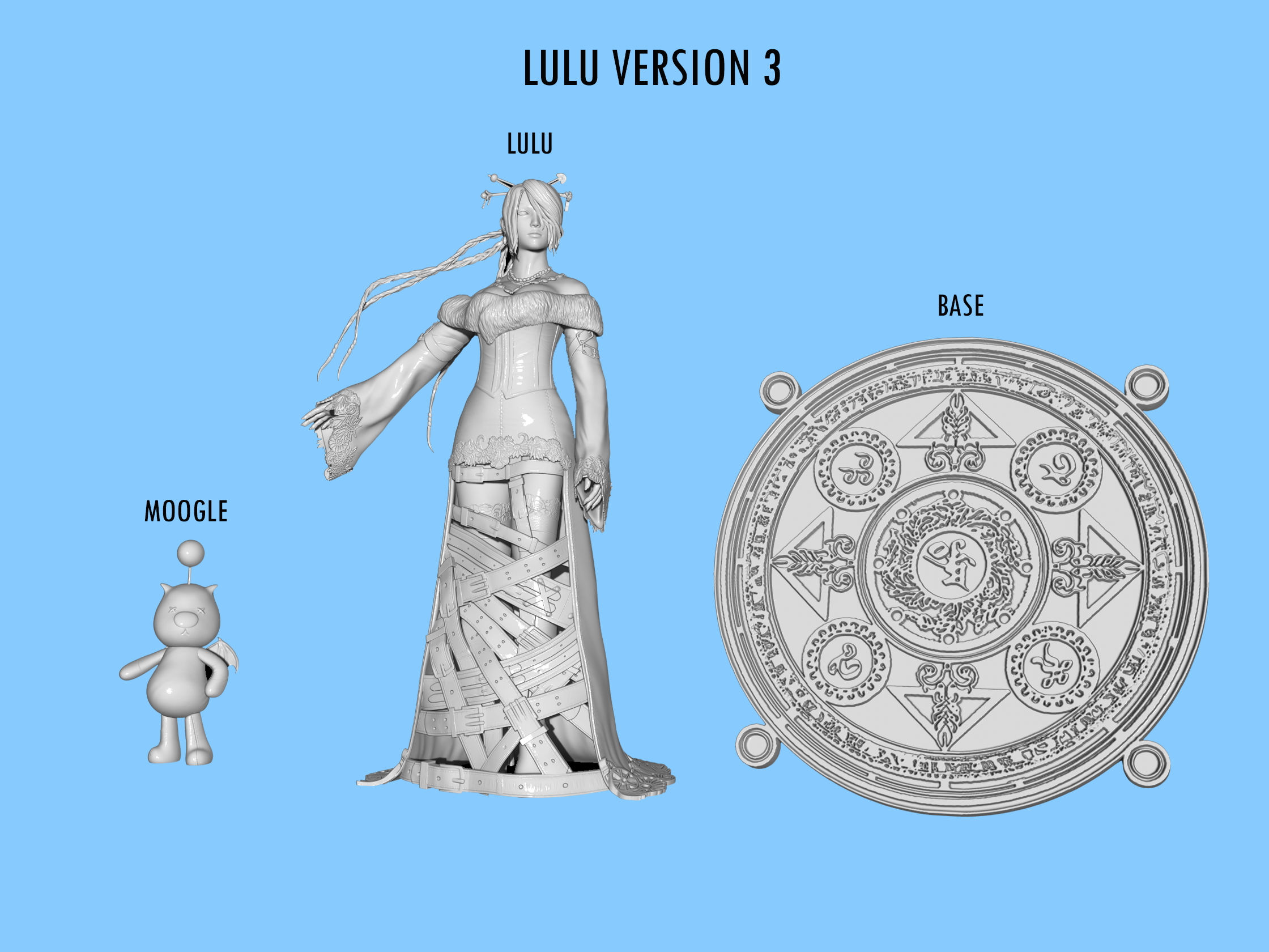 🎁 Lulu Final Fantasy X (10) + pendant (gift)・ STL File for ・Cults