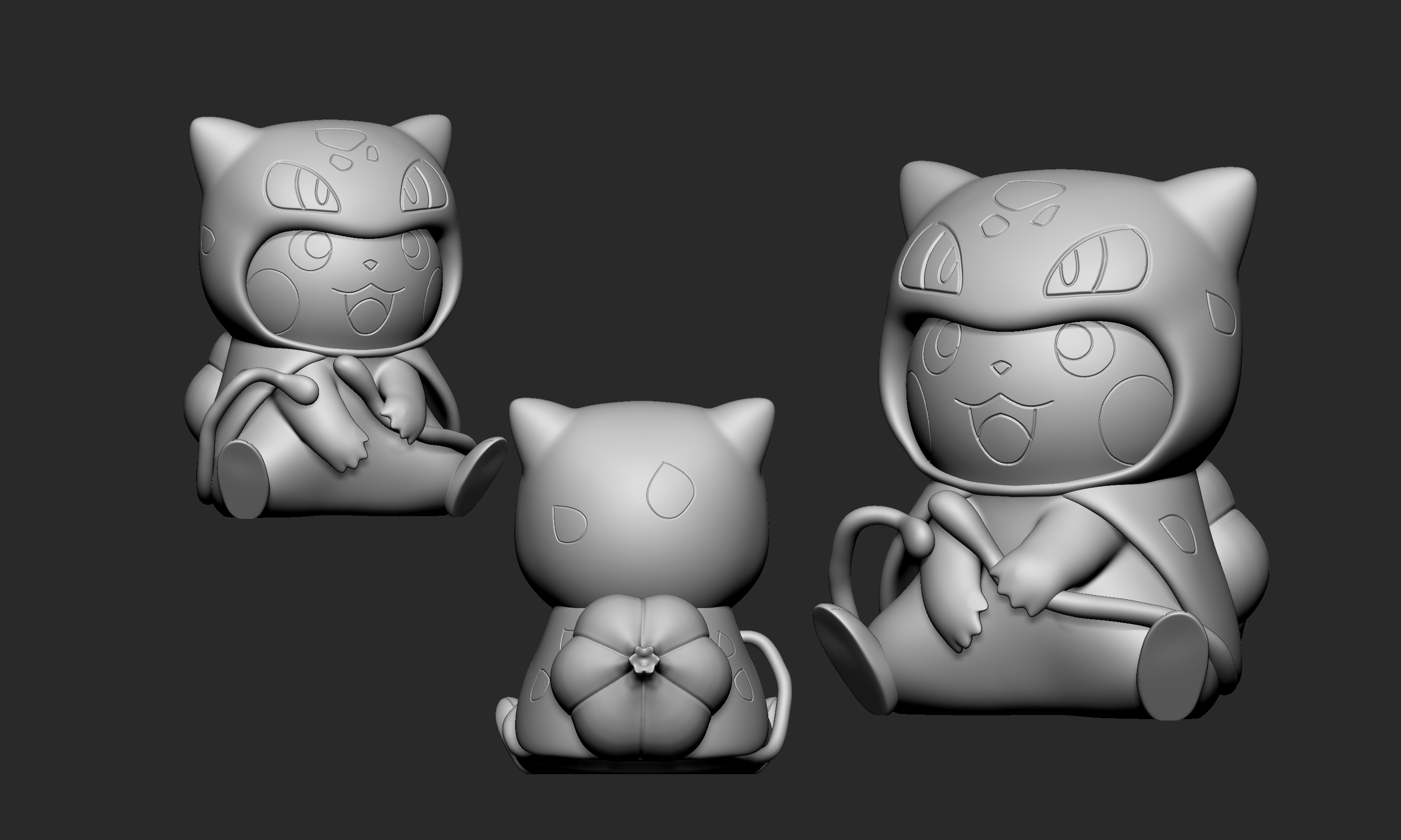 🐉 Pokemon - Pikachu Cosplay Bulbosaure・Fichier STL Gratuit pour ・Cults, image size:3000x1800