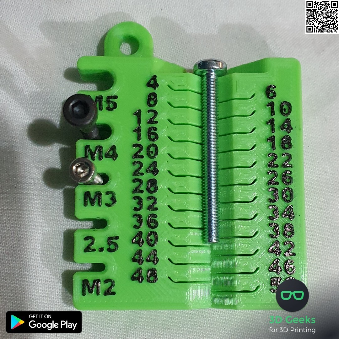 M2 Screw Ruler 3D printing Metric screw measuring device - M2/2.5/3/4/5 4-50mm・Cults