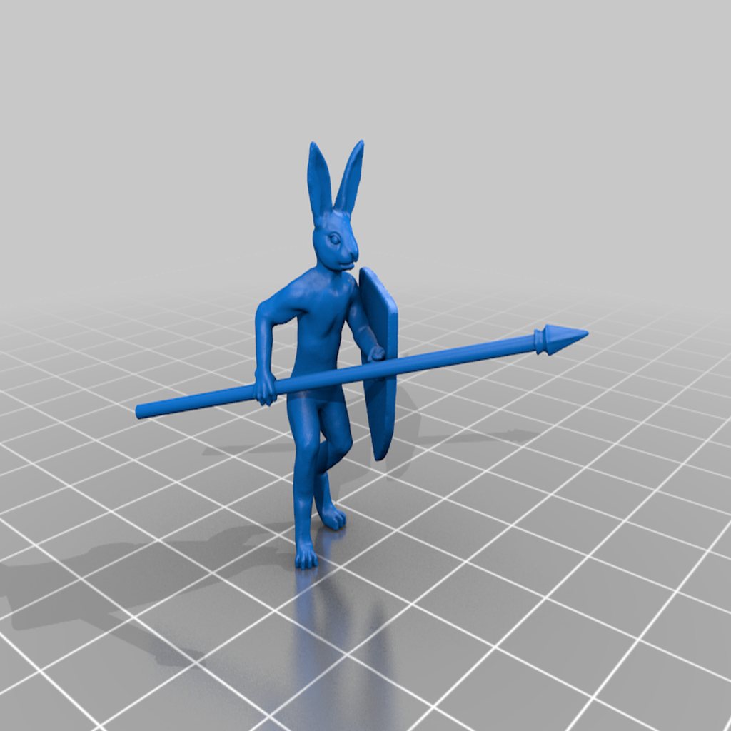 🐇 Rabbit Miniatures with spear and shield・Free STL File for ・Cults