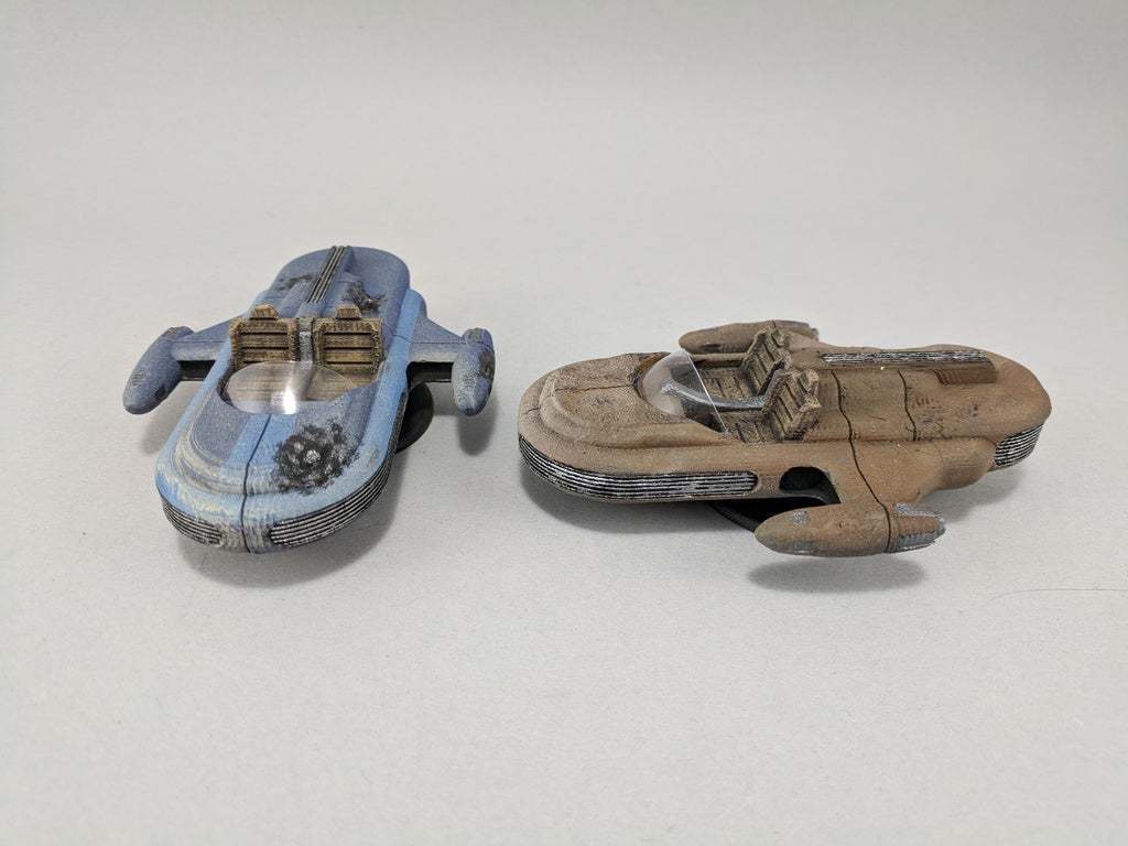 Free STL file Scifi Battered and Damaged Landspeeder 🚀 ・3D print