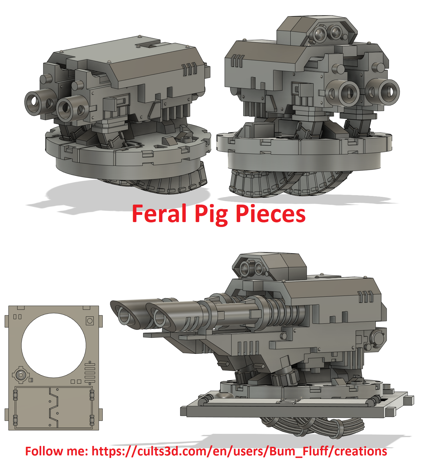 🐖 Feral Pig Twin Plasma Gun - NOW PRESUPPORTED・Free STL File for ・Cults