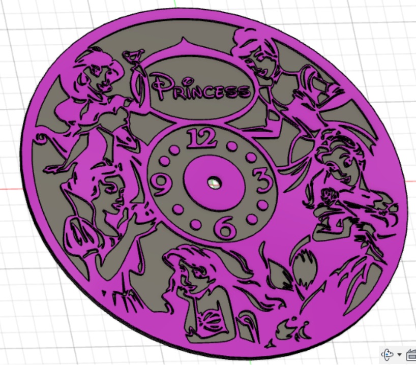 Princess Clock Drawing 🕰️ Princesses clock・ STL File for ・Cults