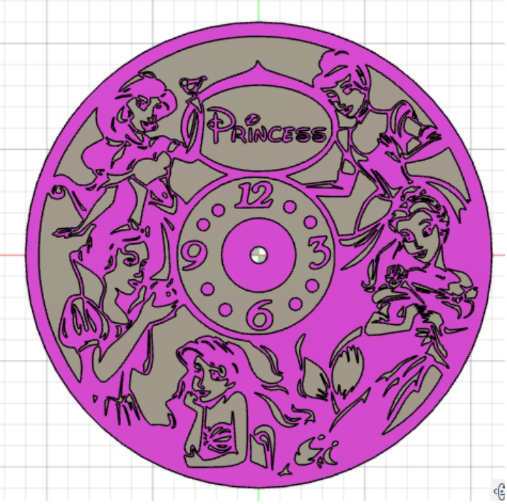 Princess Clock Drawing 🕰️ Princesses clock・ STL File for ・Cults