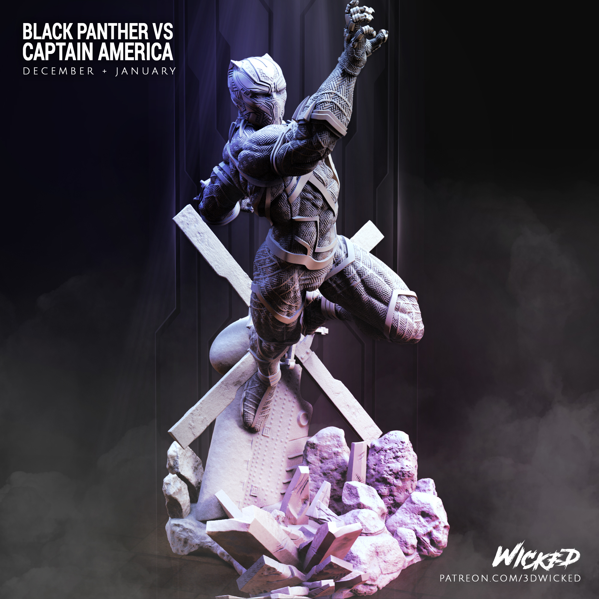 🗿 Wicked Marvel Black Panther Sculpture: STLs ready for printing・ 3D ...