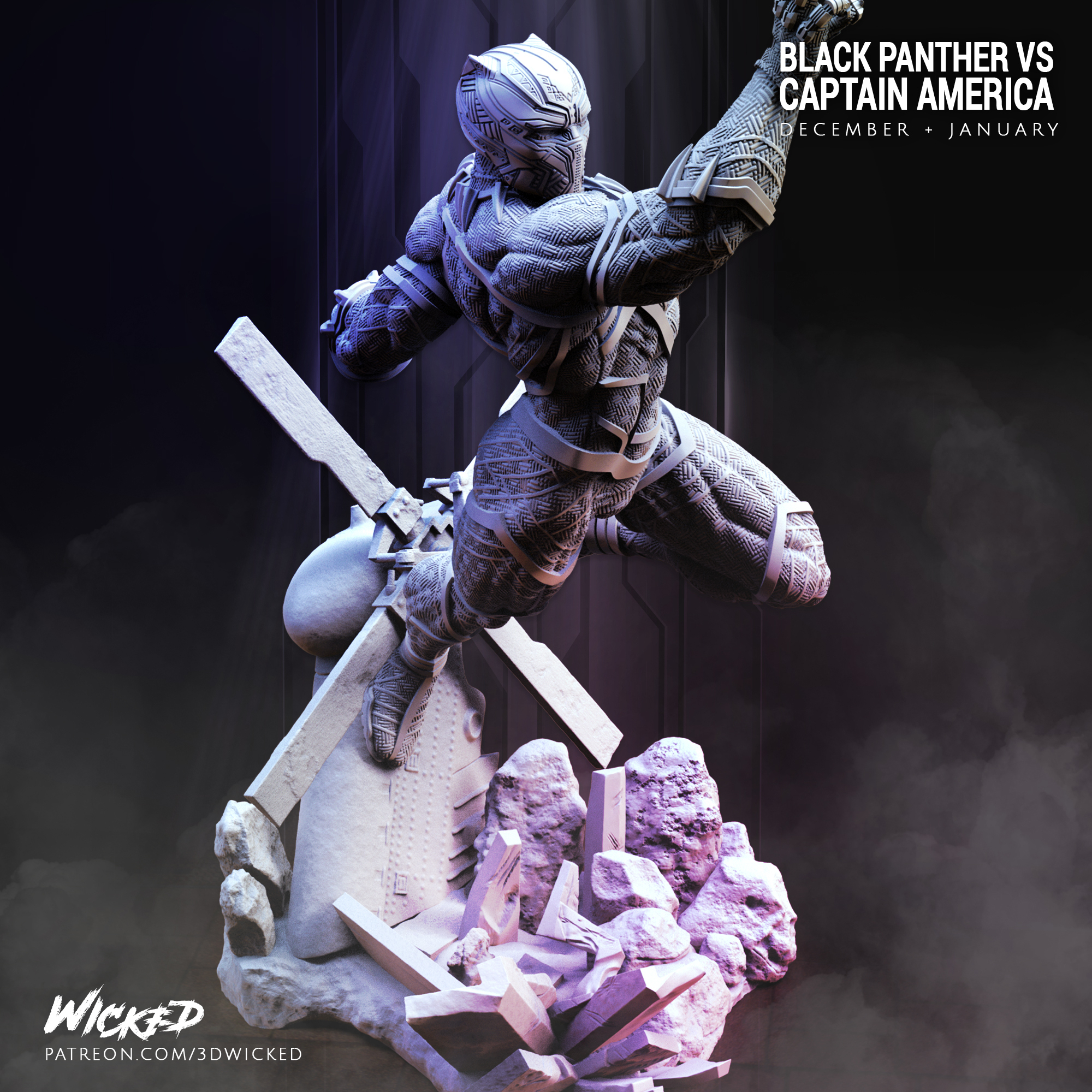 🗿 Wicked Marvel Black Panther Sculpture: STLs ready for printing・ 3D ...