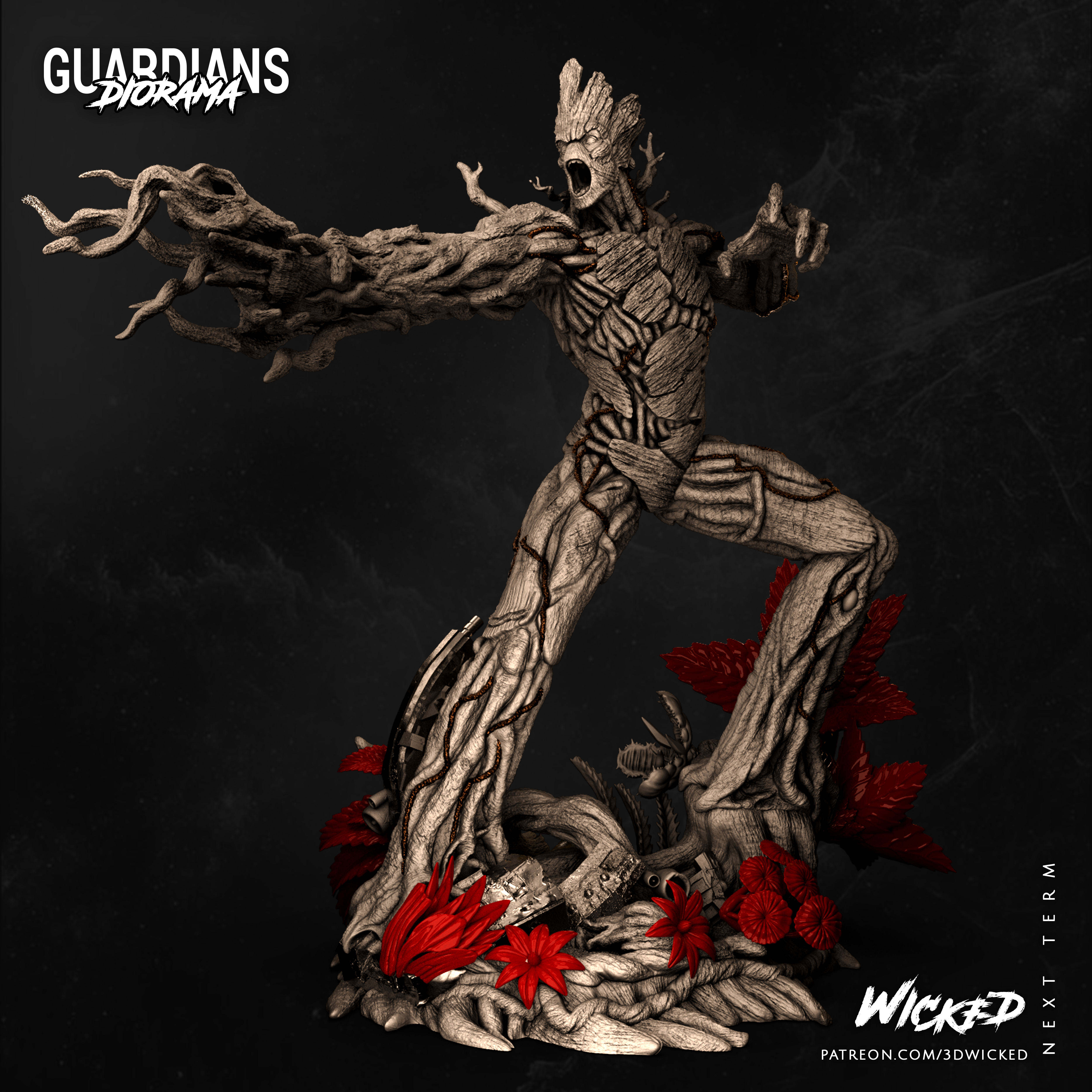 🗿 Wicked Marvel Groot Sculpture: Tested and ready for 3d printing・ 3D ...