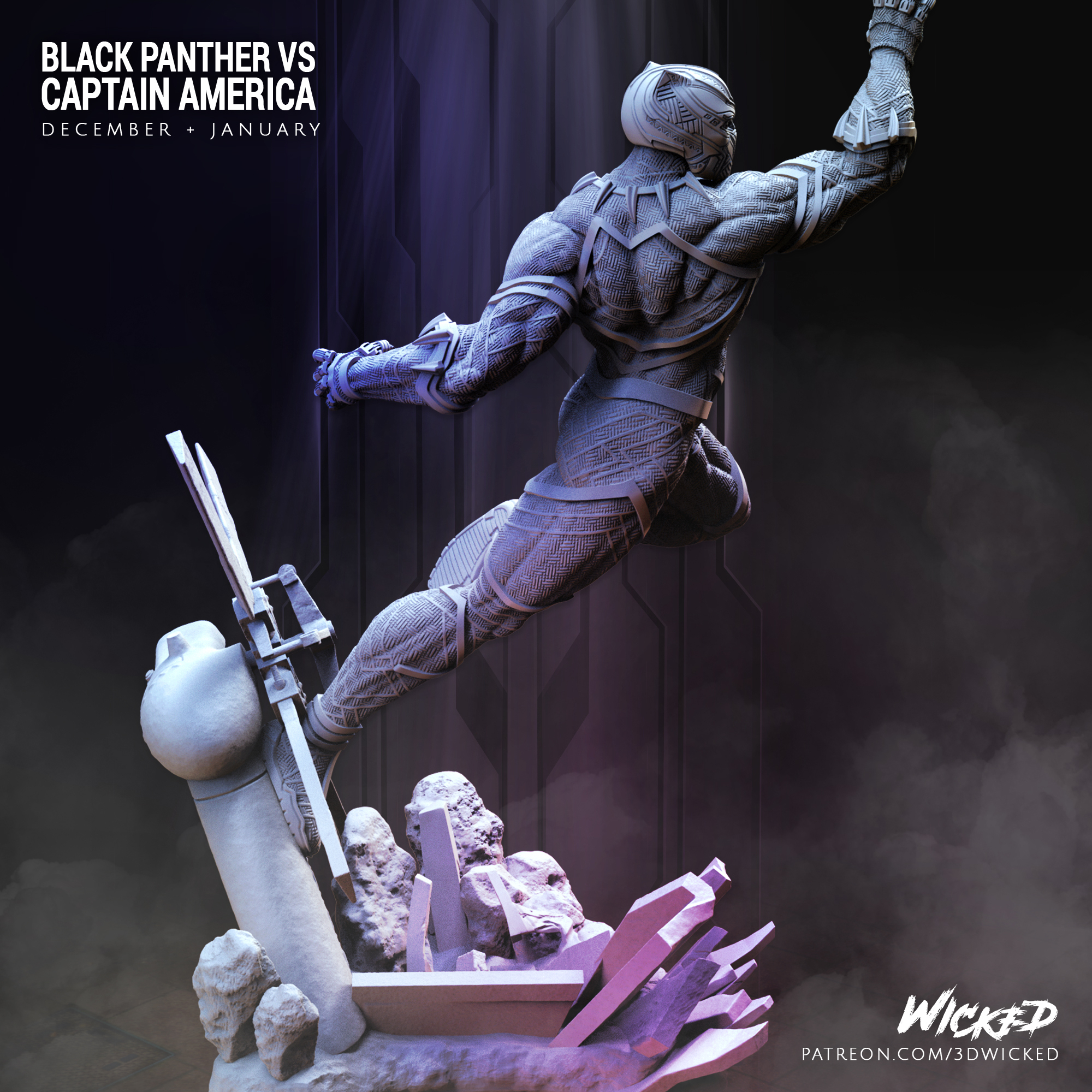 🗿 Wicked Marvel Black Panther Sculpture: STLs ready for printing・ 3D ...