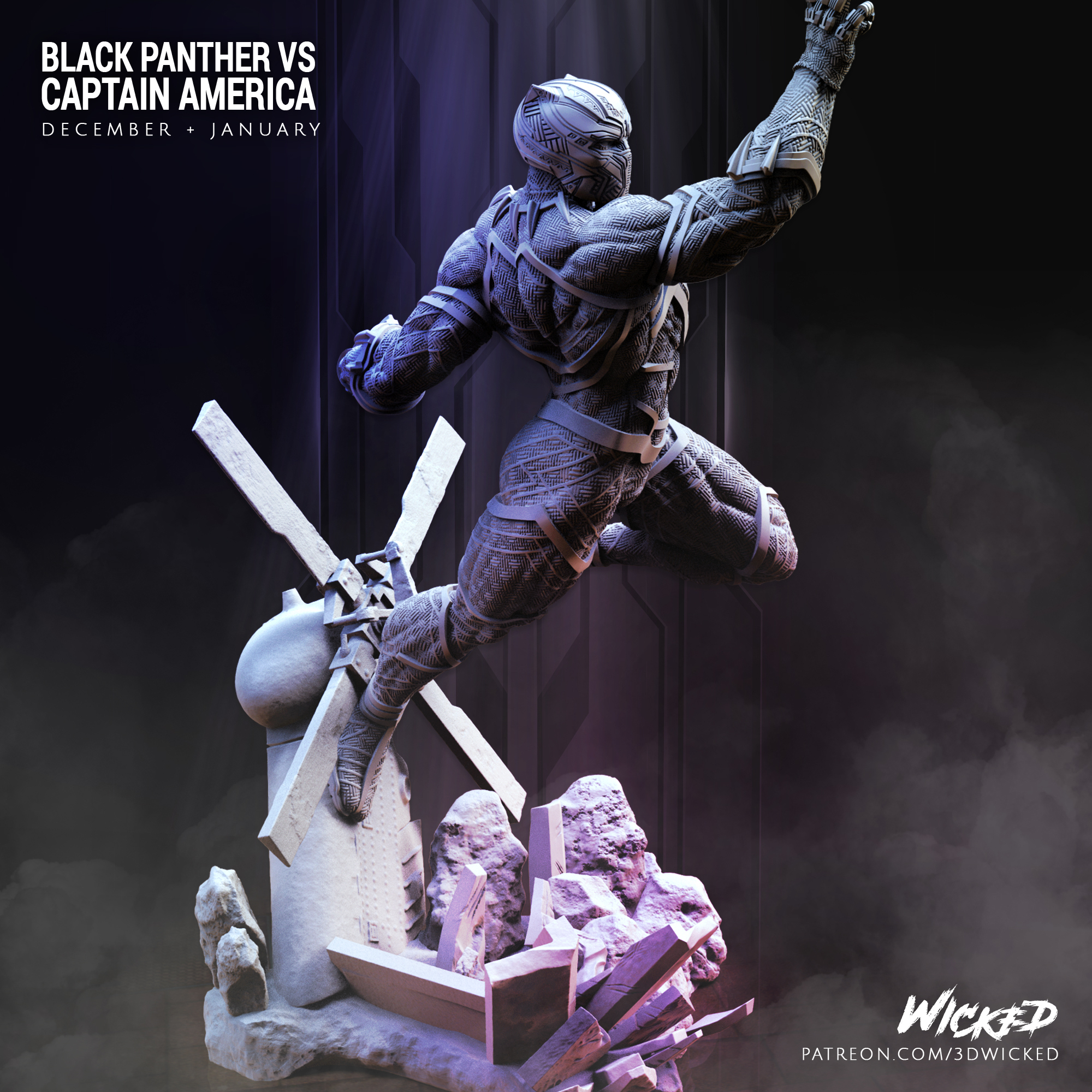 🗿 Wicked Marvel Black Panther Sculpture: STLs ready for printing・ 3D ...