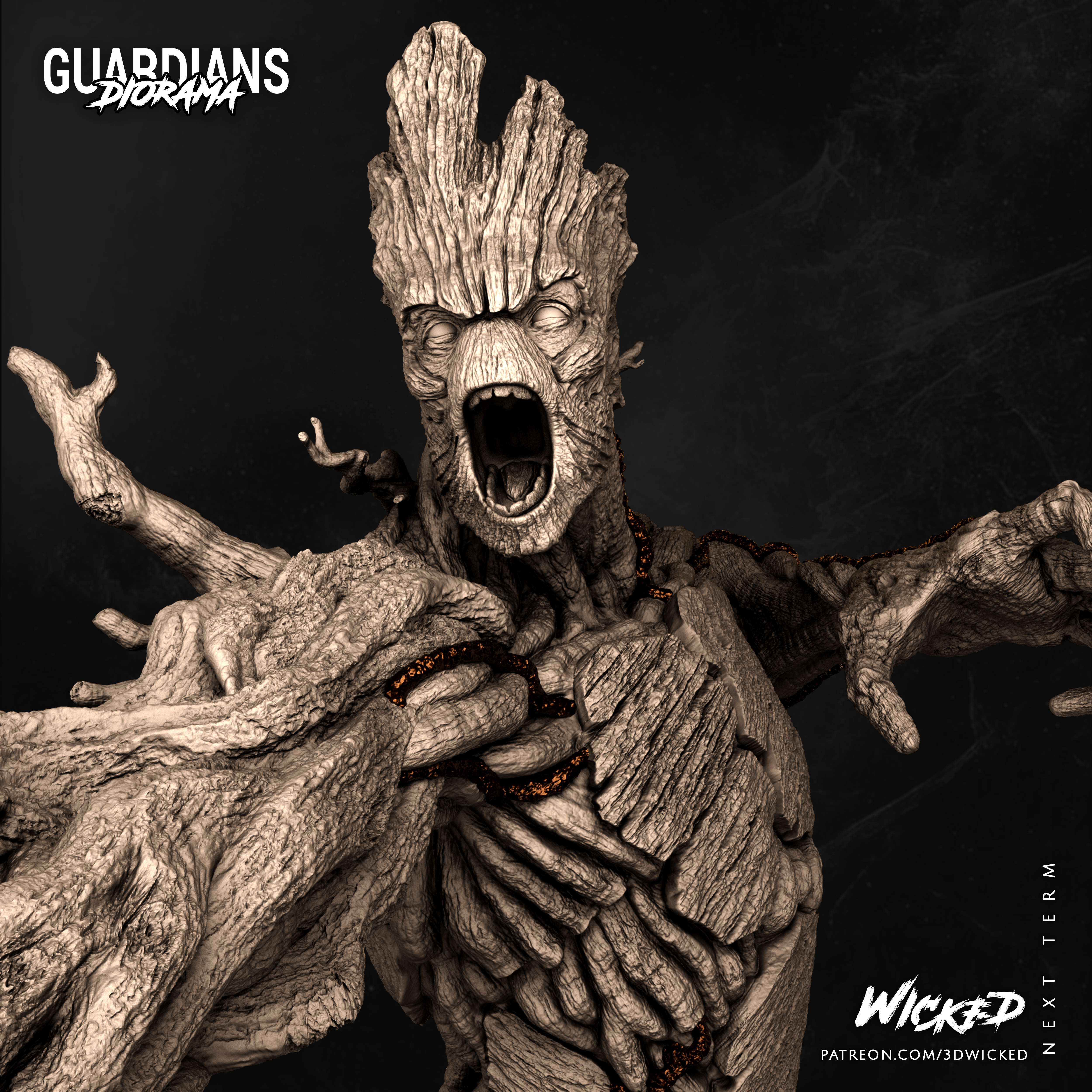 🗿 Wicked Marvel Groot Sculpture: Tested and ready for 3d printing・ 3D ...