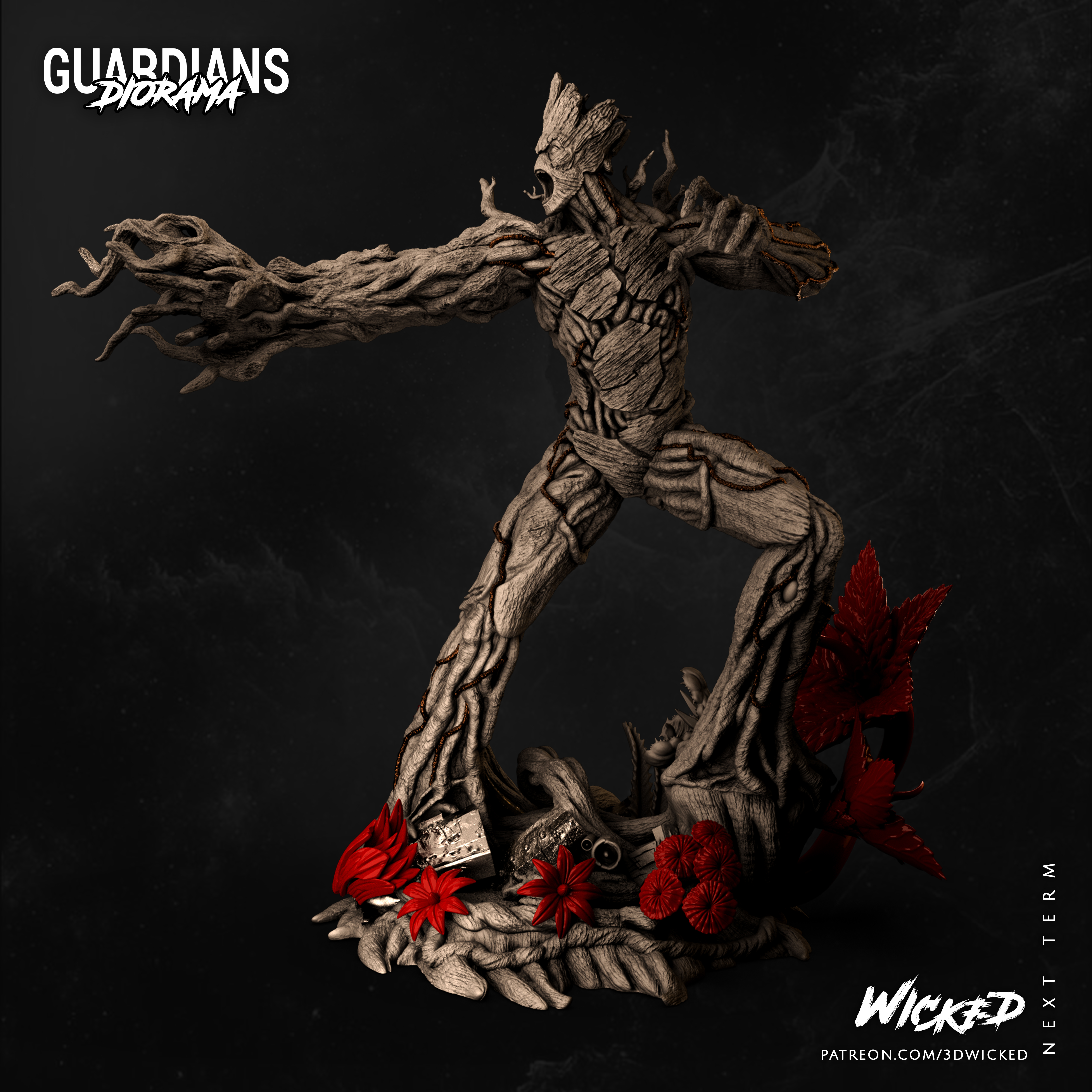 🗿 Wicked Marvel Groot Sculpture: Tested and ready for 3d printing・ 3D ...