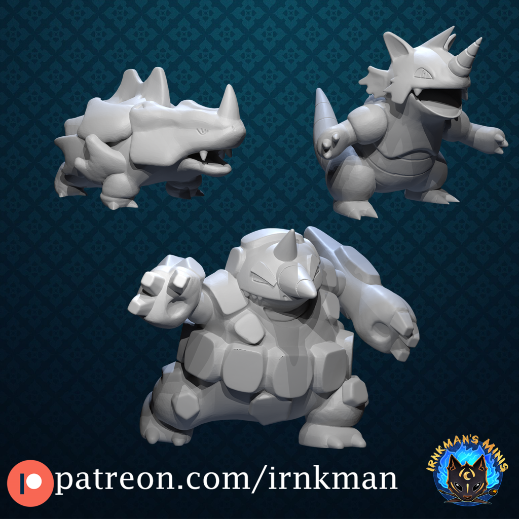 Free 3D file Rhyhorn / Rhydon / Rhyperior (Pokemon 35mm Scale Series) 🐉