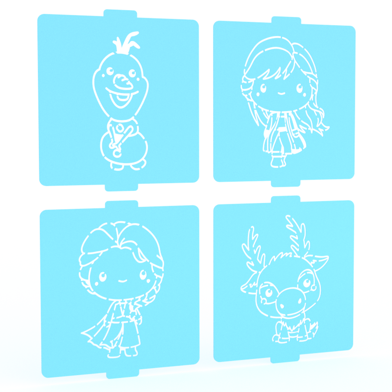 3D file Frozen stencil set of 8 for Coffee and Baking ☕・3D printable ...