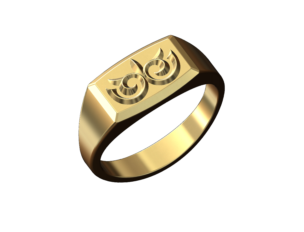 STL file Floral pattern rounded rectangular signet US sizes 5to11 3D ...