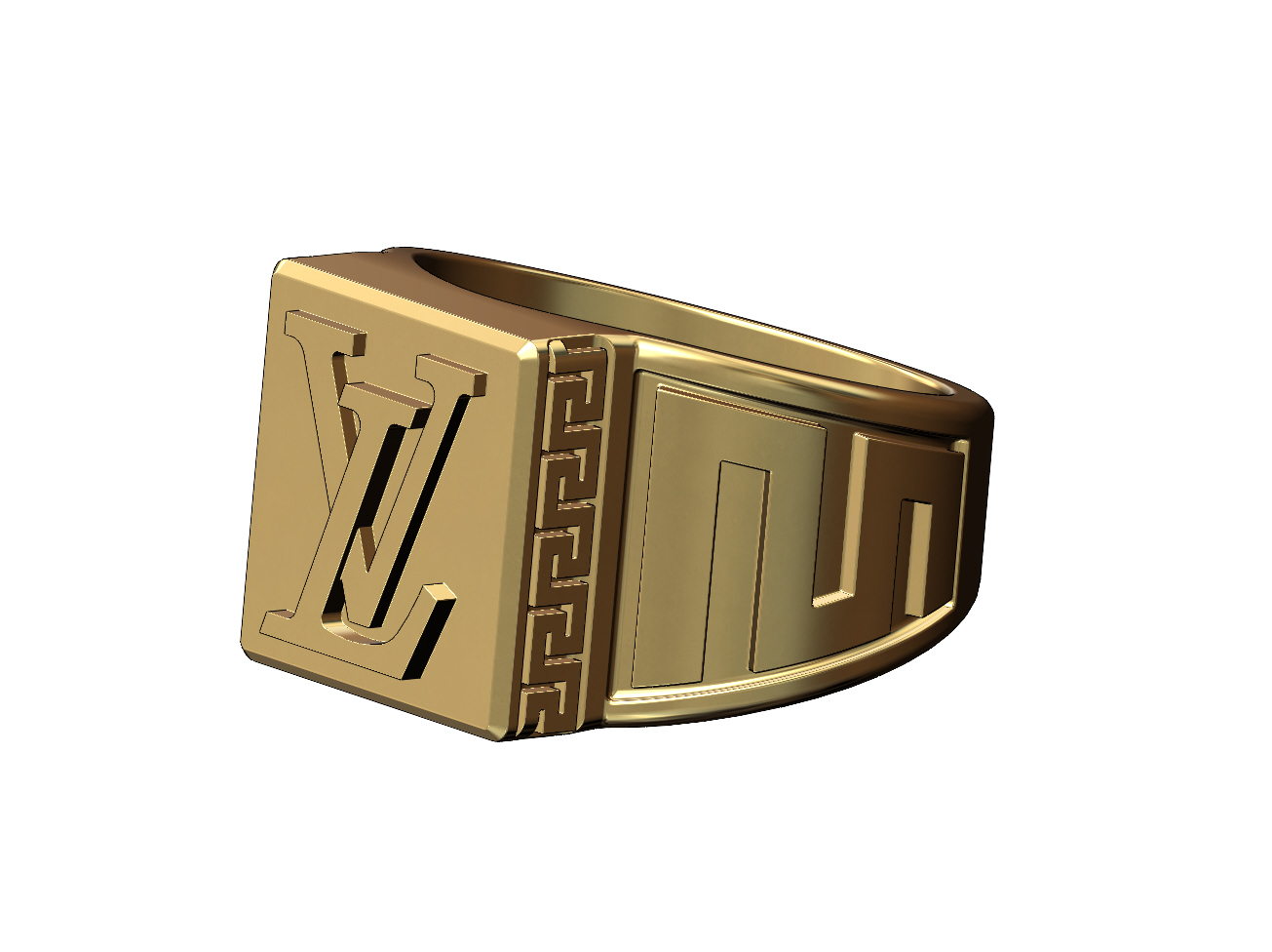 STL file LV square statment ring witn versace ornaments US size 10 3D ...