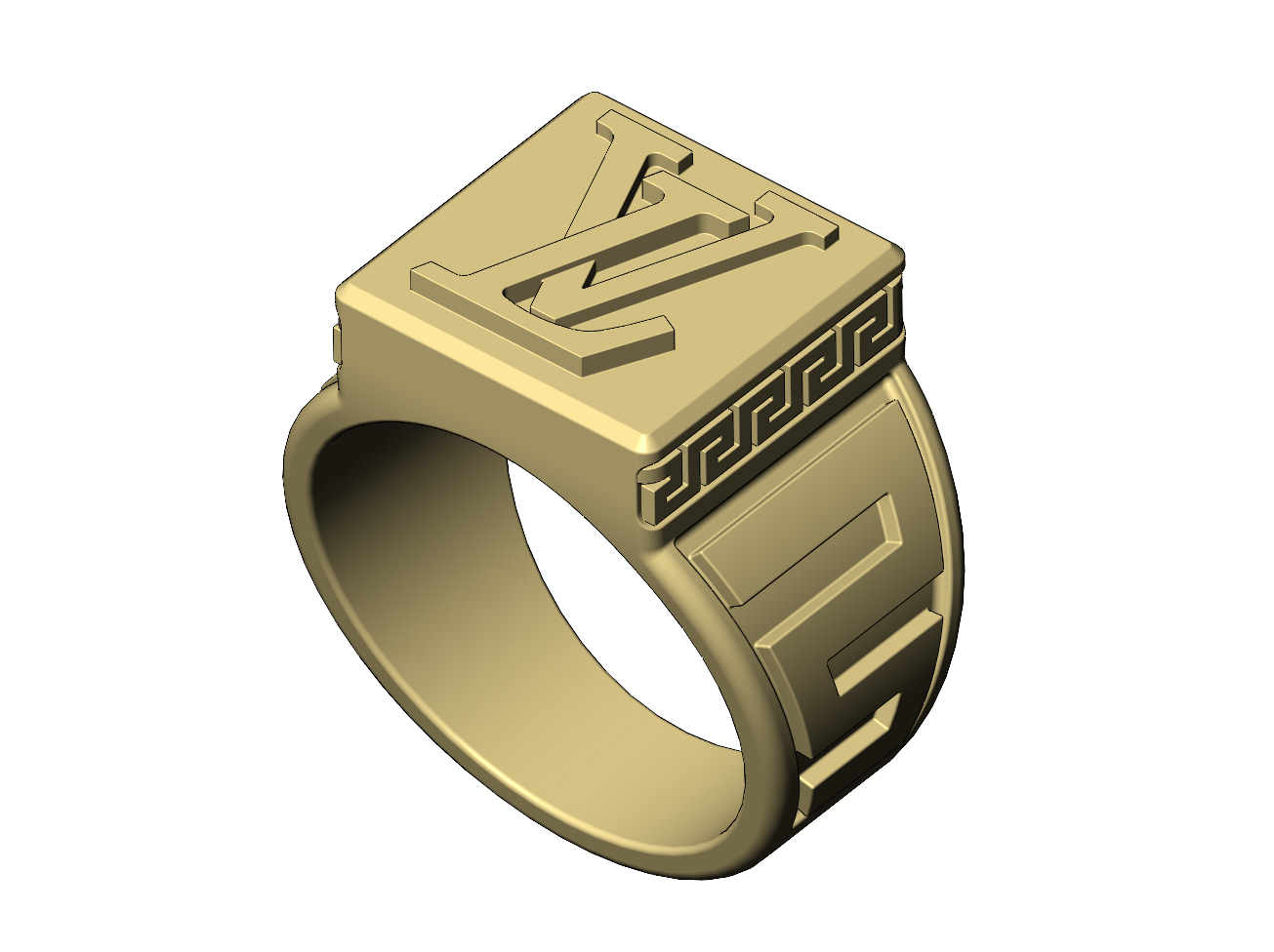 STL file LV square statment ring witn versace ornaments US size 10 3D ...