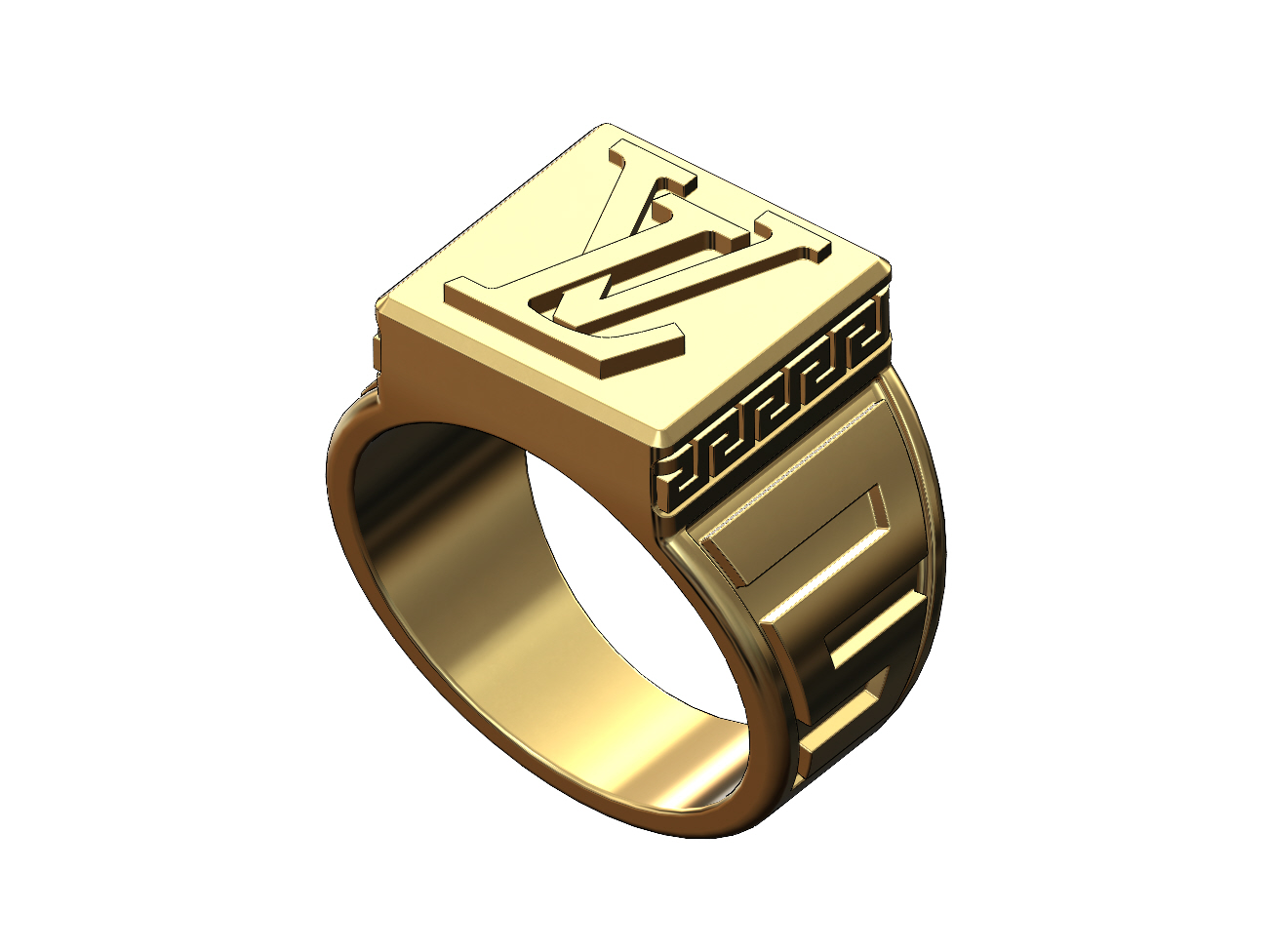 STL file LV square statment ring witn versace ornaments US size 10 3D ...
