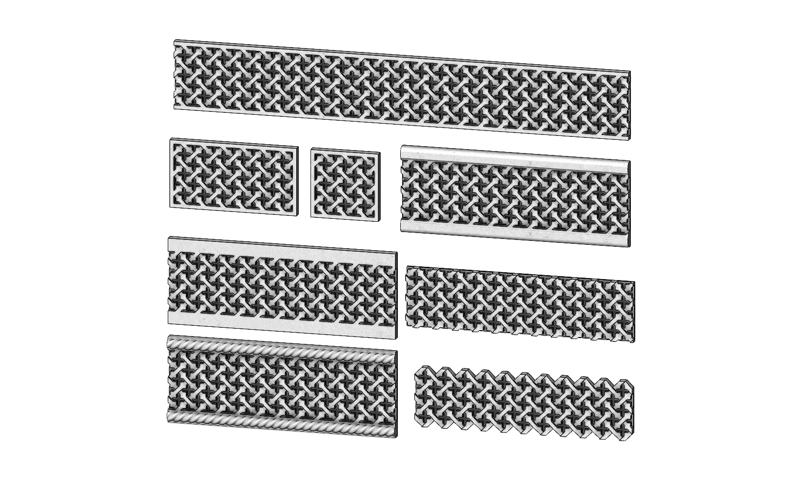 STL file 8 Moucharabieh plaster tiles moldings friezes 🪵 (OBJ and 3MF ...