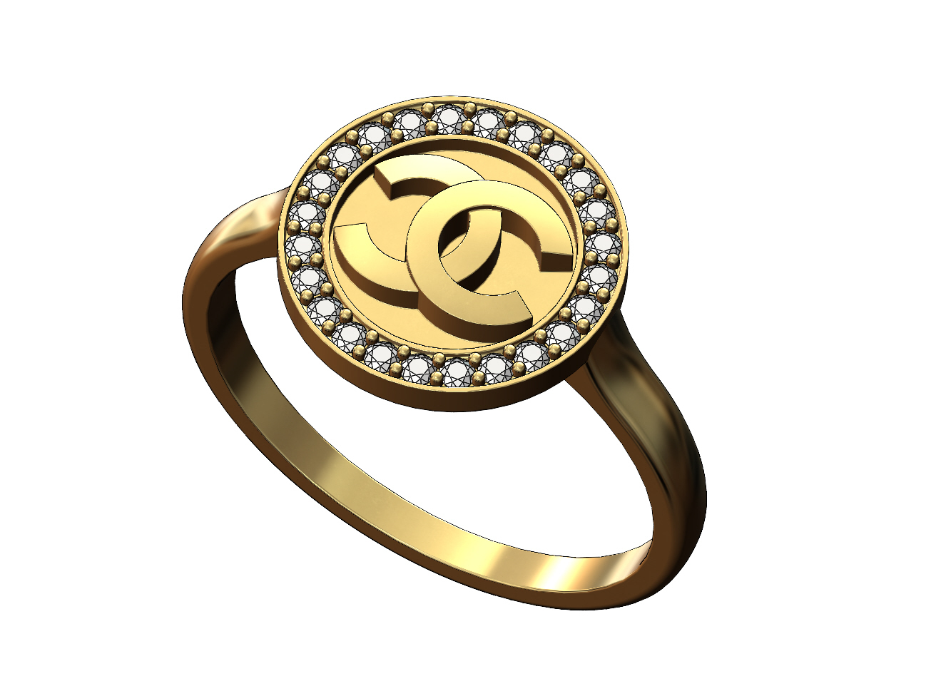 Chanel Chain Motif Ring Gold Plated #313016C84B Rare Chanel Bell Motif & CoCo Metal Ring, Gold, US 6.5 | eBay main image 3